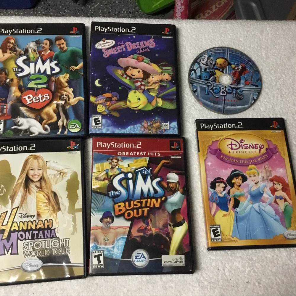 (158) 5 PlayStation 2 Games & I Robot DVD